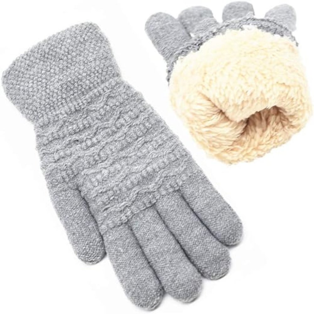 Winter Warm Touch Screen Gloves Womens Thermal‎ Cable Knit Wool Fleece Lined Glo